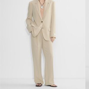 Aritzia Wilfred Effortless Pants 10Tall NWT Beige Sand High Rise Pleated Trouser